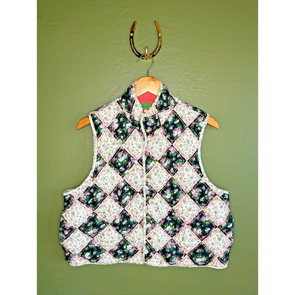 Clare V Quilted Vest Women S Multi Color Floral Patchwork Reversible